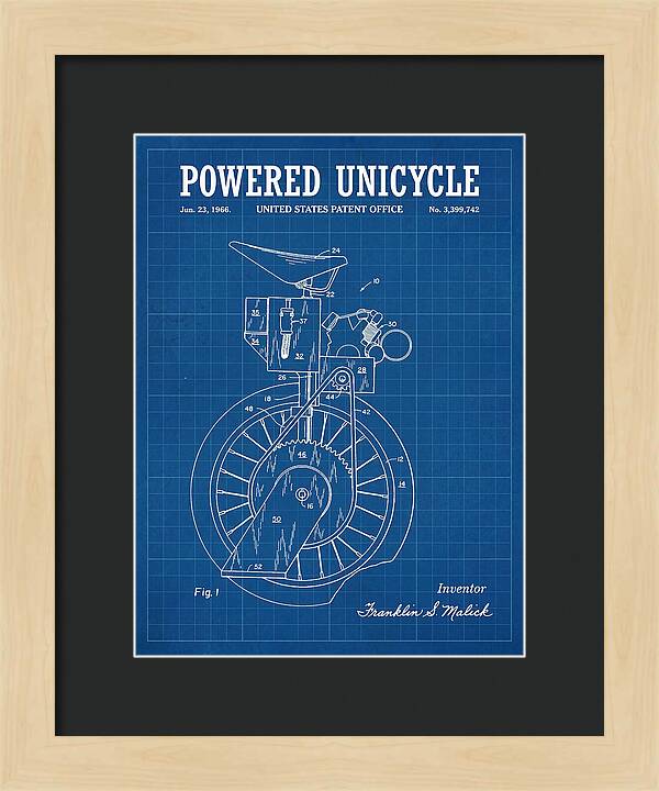 Powered Unicycle Blueprint Patent Us3399742a