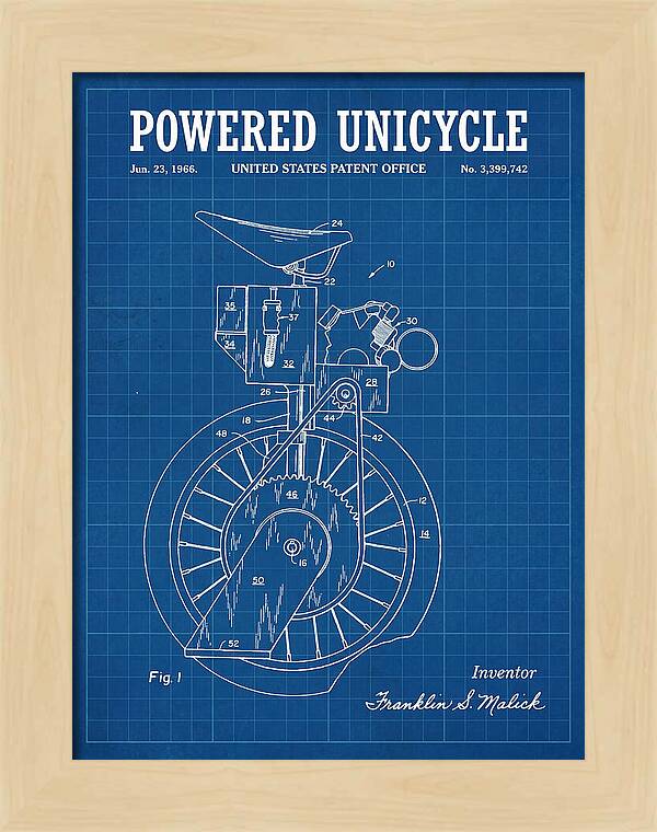 Powered Unicycle Blueprint Patent Us3399742a