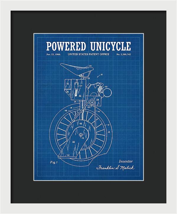 Powered Unicycle Blueprint Patent Us3399742a