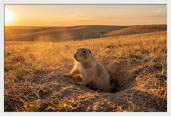 Prairie Dog Pup At Sunset