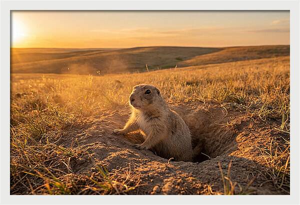 Prairie Dog Pup At Sunset