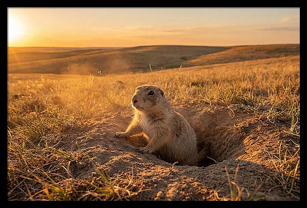 Prairie Dog Pup At Sunset