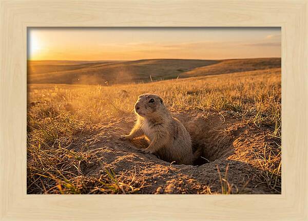Prairie Dog Pup At Sunset
