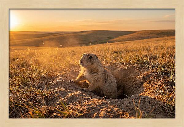 Prairie Dog Pup At Sunset
