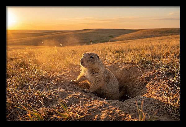 Prairie Dog Pup At Sunset