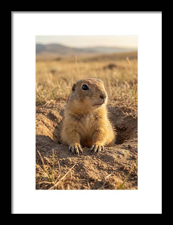 Prairie Dog Pup Emerging From Burrow
