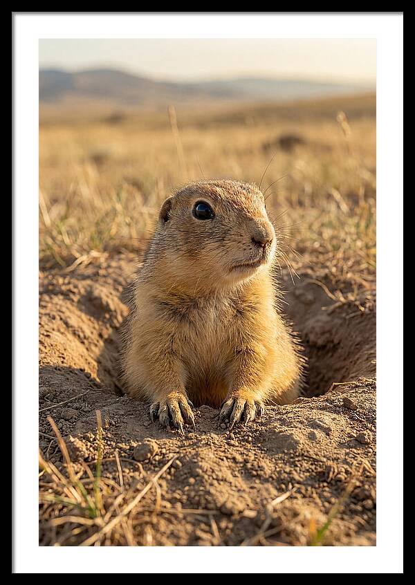 Prairie Dog Pup Emerging From Burrow