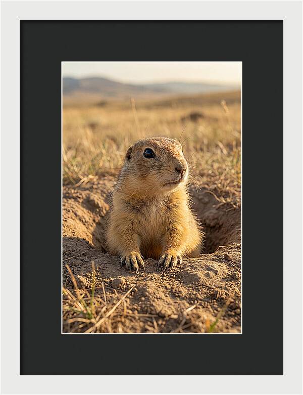 Prairie Dog Pup Emerging From Burrow