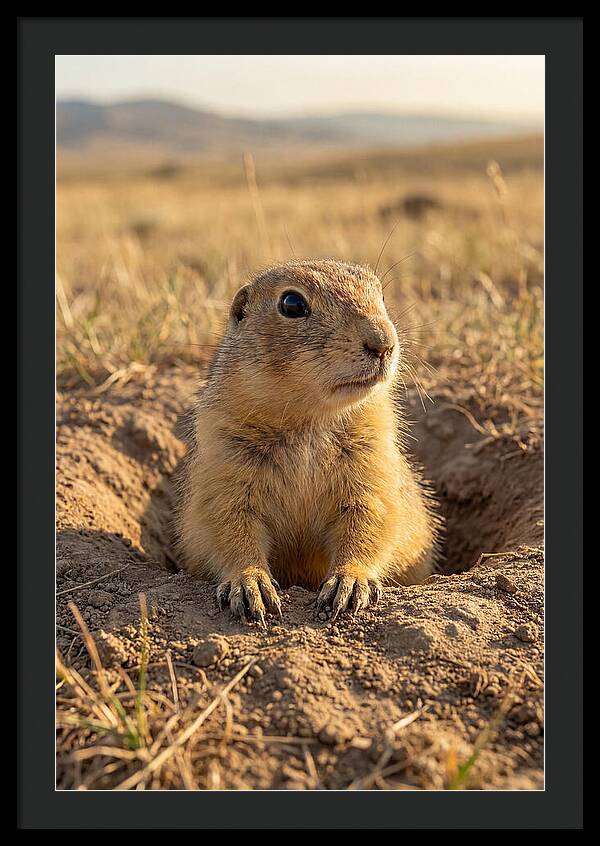 Prairie Dog Pup Emerging From Burrow