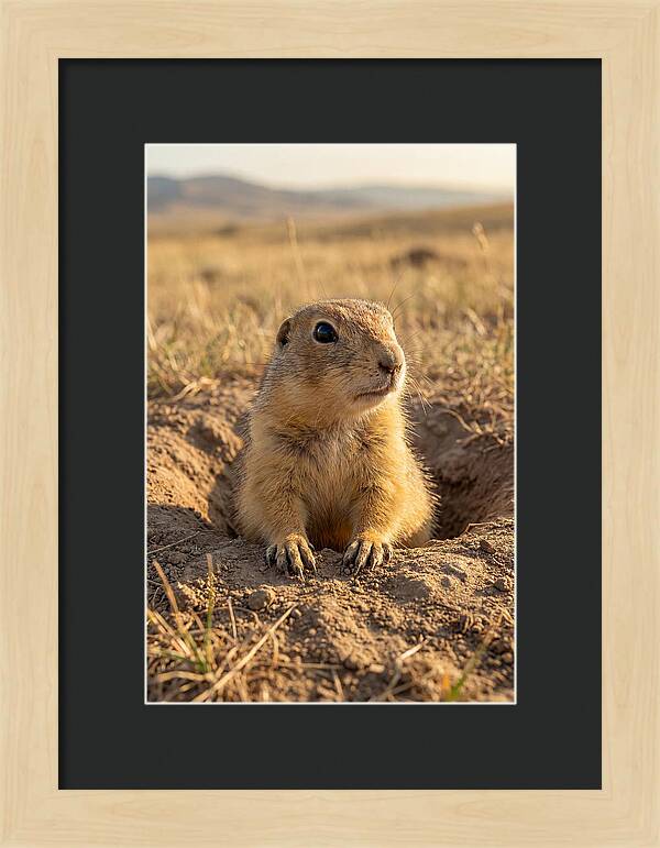 Prairie Dog Pup Emerging From Burrow