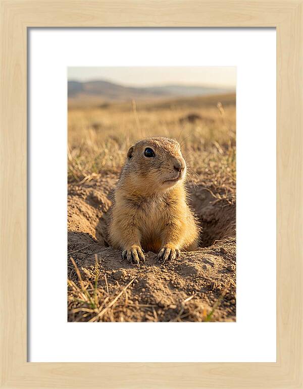 Prairie Dog Pup Emerging From Burrow