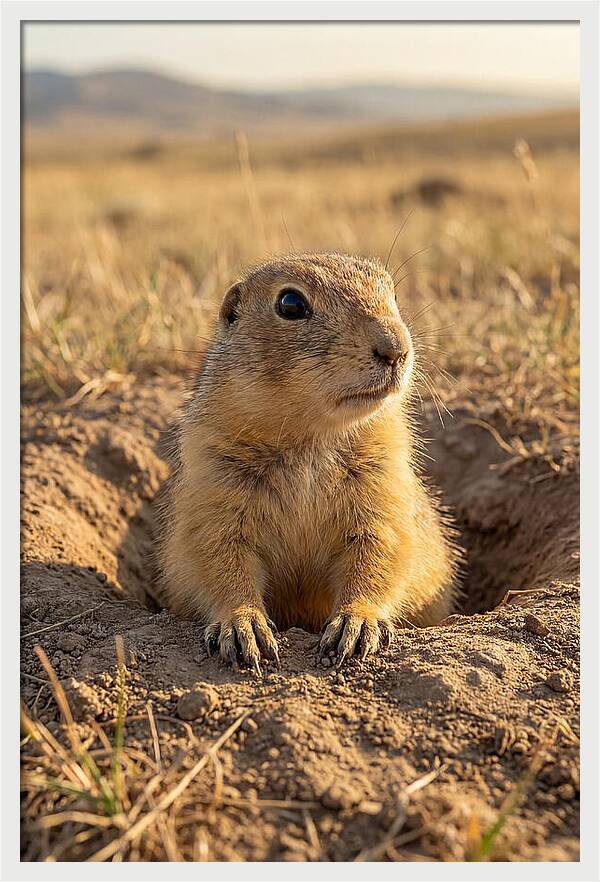 Prairie Dog Pup Emerging From Burrow
