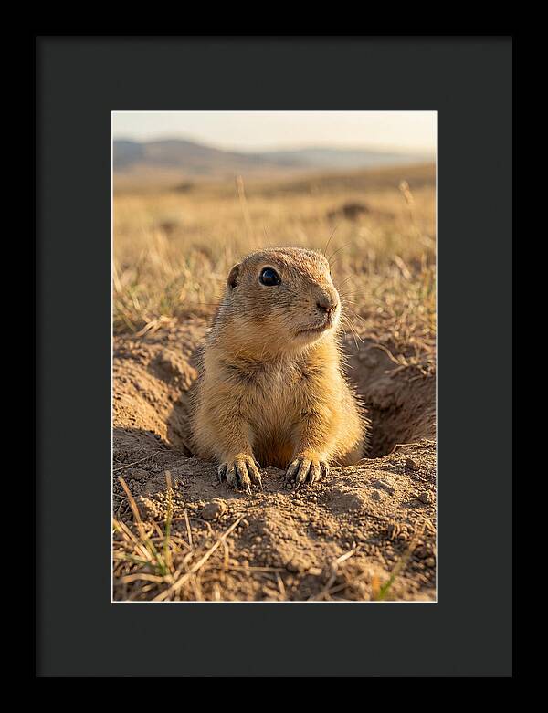 Prairie Dog Pup Emerging From Burrow