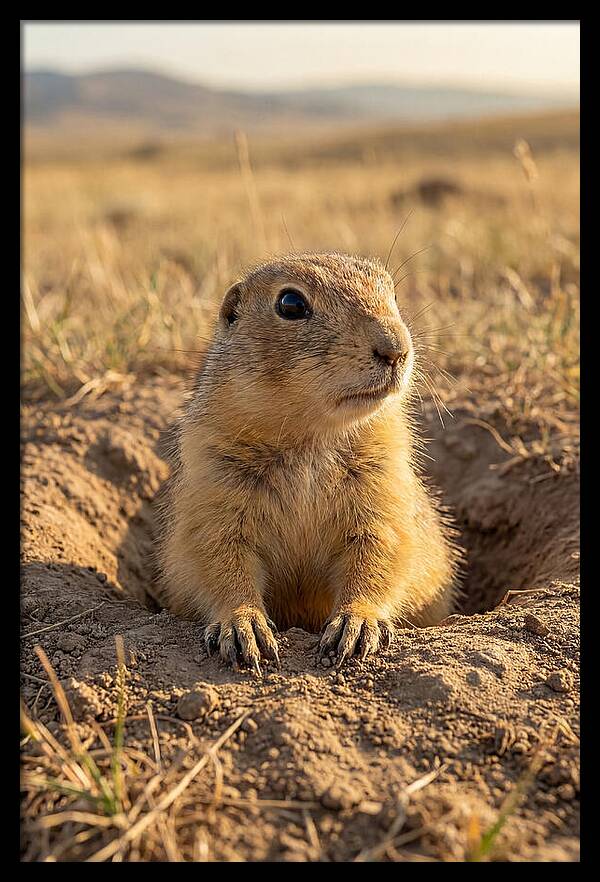 Prairie Dog Pup Emerging From Burrow