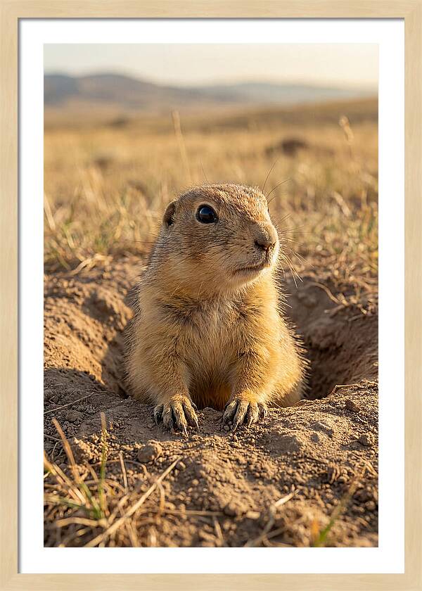 Prairie Dog Pup Emerging From Burrow