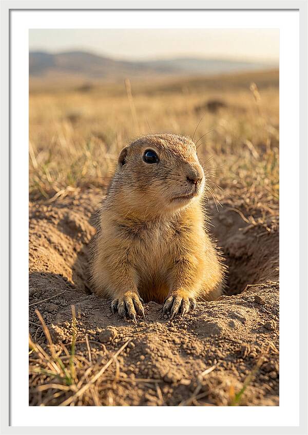 Prairie Dog Pup Emerging From Burrow