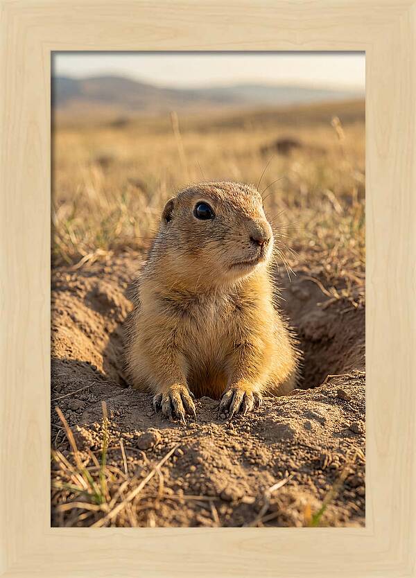 Prairie Dog Pup Emerging From Burrow