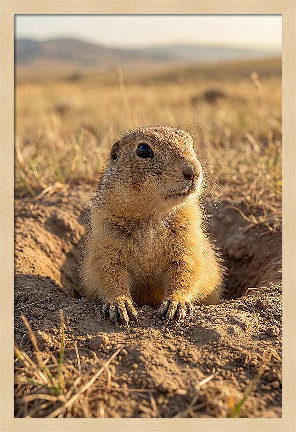 Prairie Dog Pup Emerging From Burrow