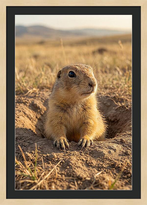 Prairie Dog Pup Emerging From Burrow