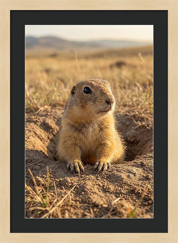 Prairie Dog Pup Emerging From Burrow