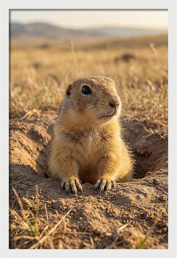 Prairie Dog Pup Emerging From Burrow