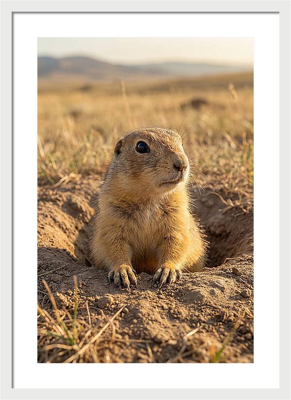 Prairie Dog Pup Emerging From Burrow