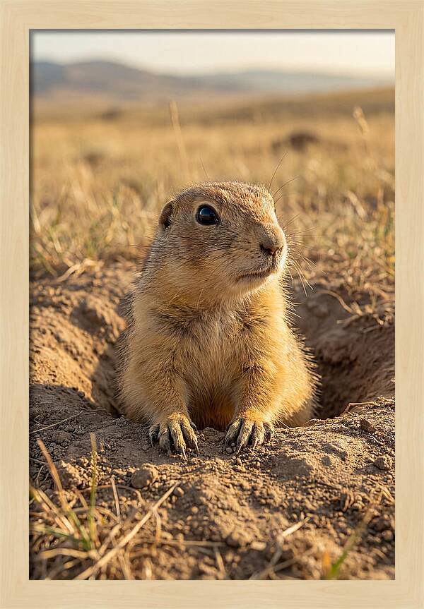 Prairie Dog Pup Emerging From Burrow