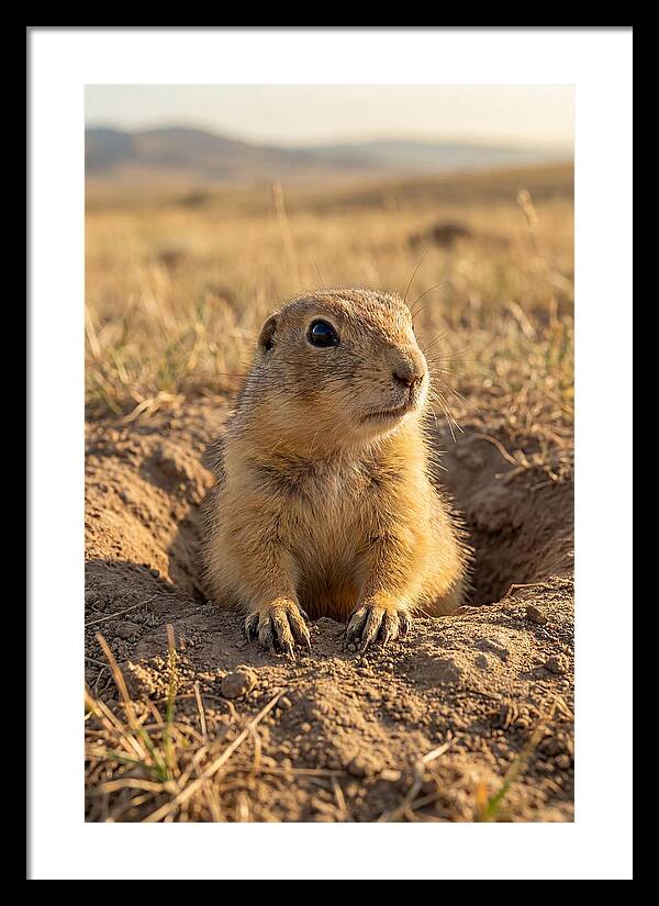 Prairie Dog Pup Emerging From Burrow