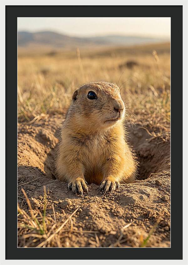 Prairie Dog Pup Emerging From Burrow