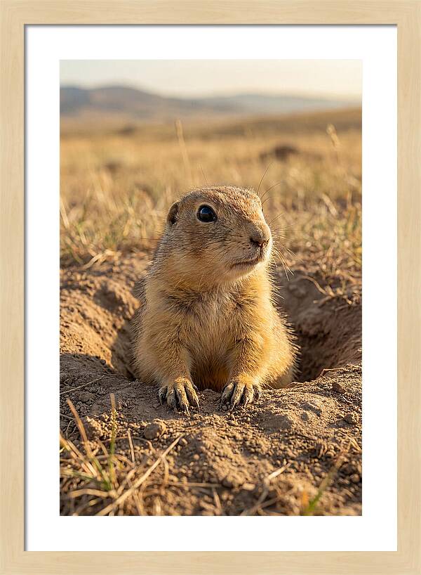 Prairie Dog Pup Emerging From Burrow