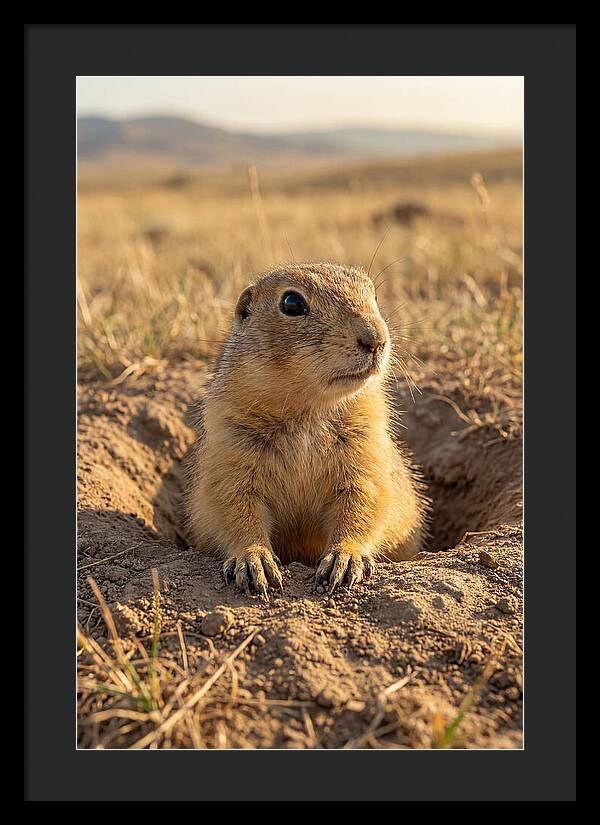 Prairie Dog Pup Emerging From Burrow
