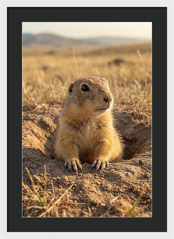 Prairie Dog Pup Emerging From Burrow