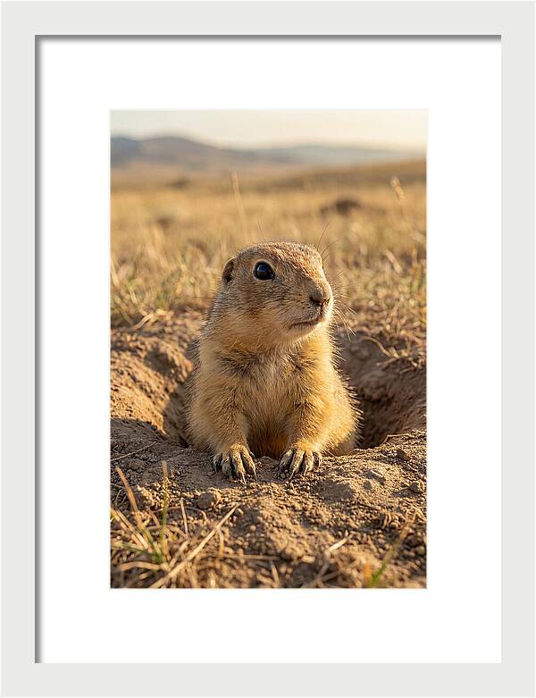Prairie Dog Pup Emerging From Burrow