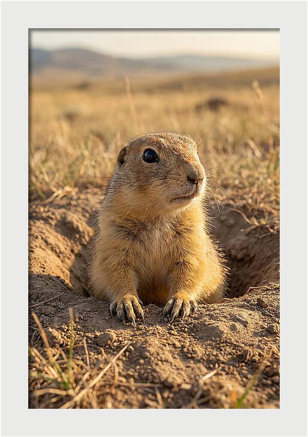 Prairie Dog Pup Emerging From Burrow