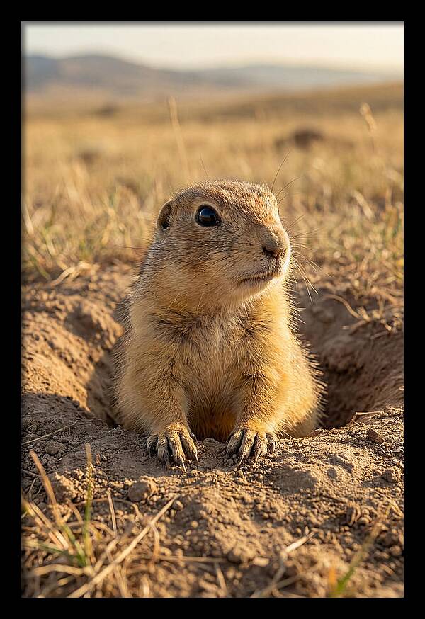 Prairie Dog Pup Emerging From Burrow