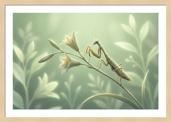 Praying Mantis Among Blossoms