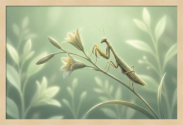 Praying Mantis Among Blossoms