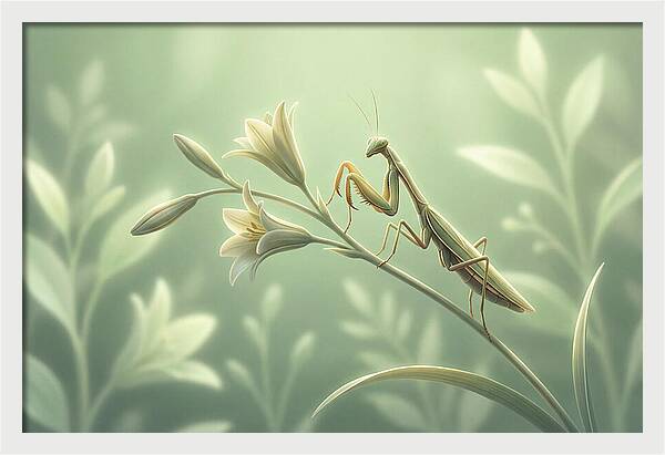 Praying Mantis Among Blossoms