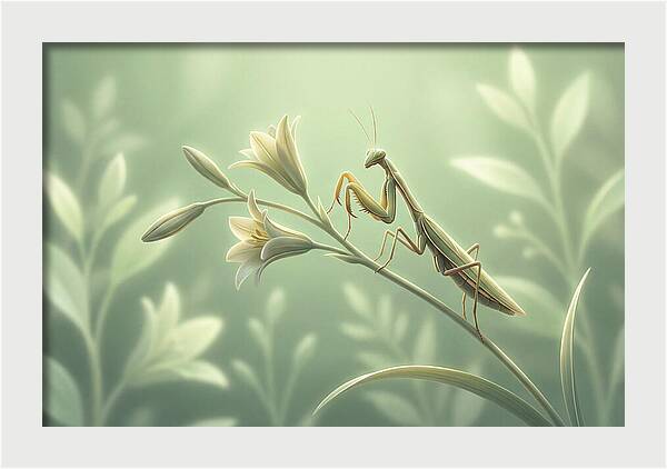 Praying Mantis Among Blossoms