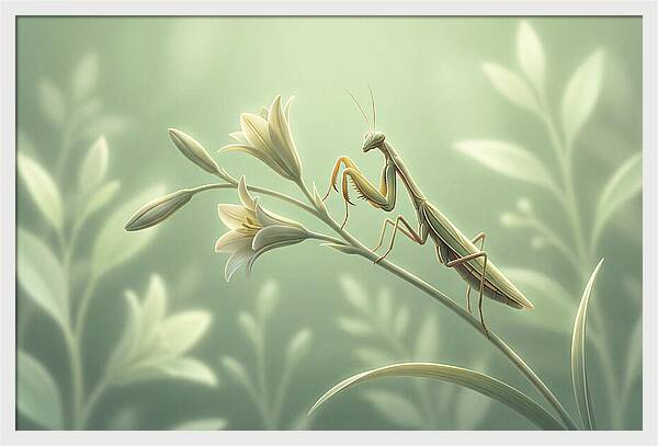 Praying Mantis Among Blossoms