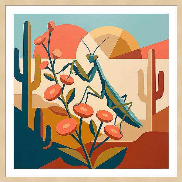 Praying Mantis In A Desert Landscape