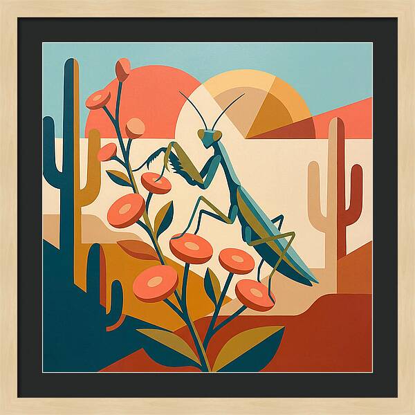Praying Mantis In A Desert Landscape