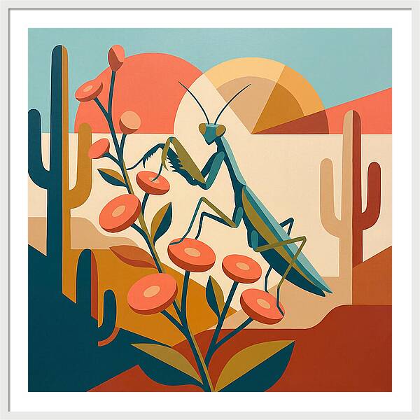 Praying Mantis In A Desert Landscape