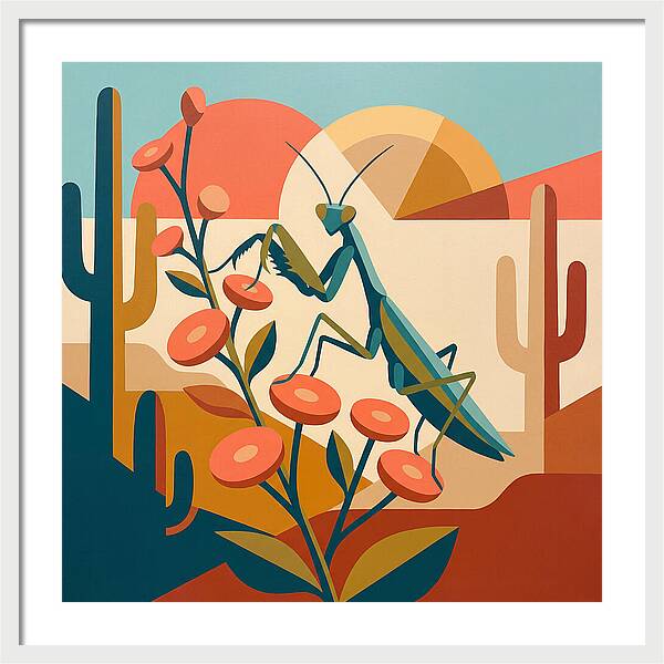 Praying Mantis In A Desert Landscape