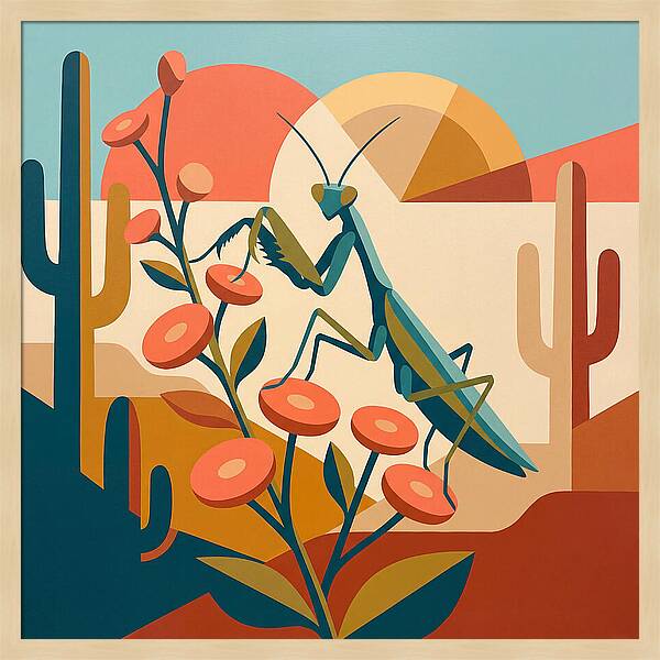 Praying Mantis In A Desert Landscape