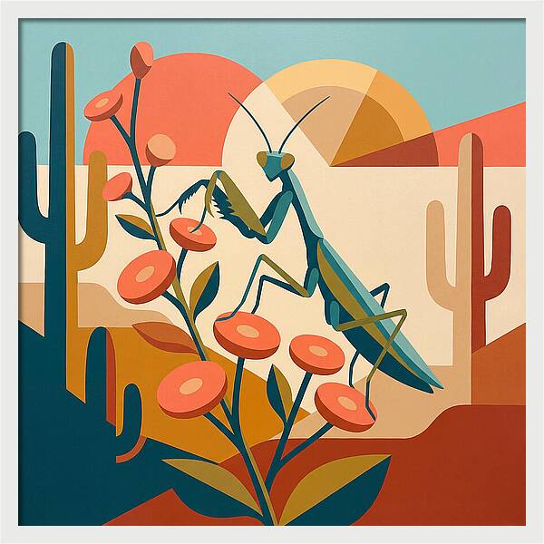 Praying Mantis In A Desert Landscape
