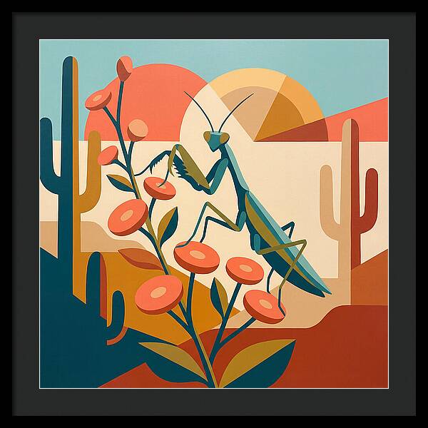 Praying Mantis In A Desert Landscape