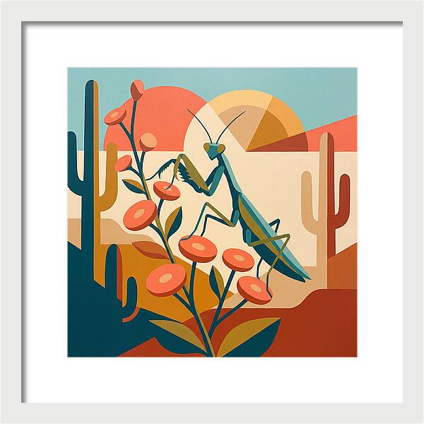 Praying Mantis In A Desert Landscape