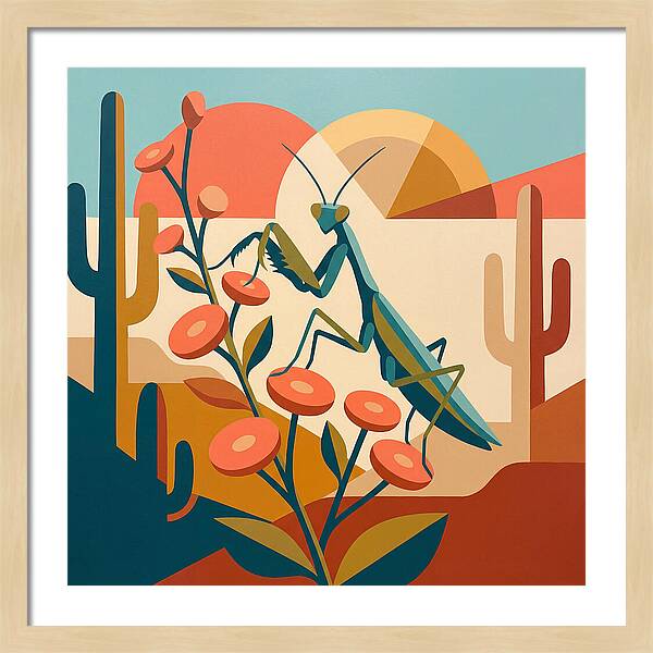 Praying Mantis In A Desert Landscape