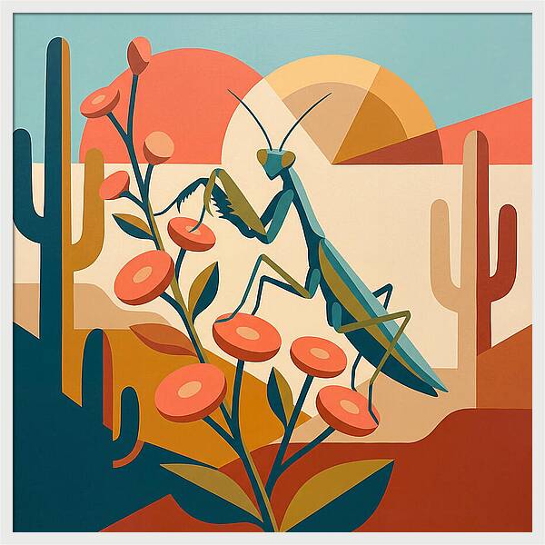 Praying Mantis In A Desert Landscape